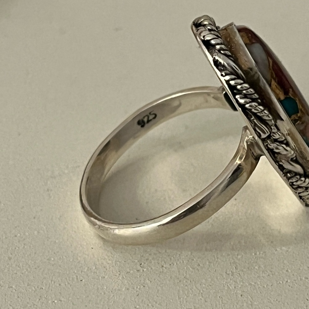 925 Solid Sterling Silver Multi Spiny Turquoise G… - image 8